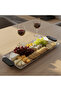 Luhpar Wave Textured Aluminum Rectangular Tray with Black Wooden Handles - 50×20 cm - 2