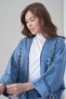 Women's Bead Embellished Denim Kimono Cardigan Set - 5