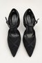 Women's Black Stone Pointed Toe Evening Shoes Comfortable Full Fit - 4