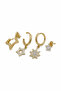 Yellow Color Star and V Shaped Zircon Stone 4-Piece Bijouterie Earring Set