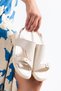 Solea Faux Leather Low Heel Women's Sandals with Gold Accessory Detail - 2
