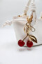 Women's White Knot Detailed Crossbody Hand and Shoulder Bag with Cherry Charm Accessory - 5