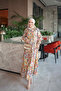 Yellow Half-Buttoned Layered Dress with Elastic Sleeves - 2