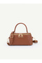 Women's Box Model Leather Handle Zippered Crossbody Handbag and Shoulder Bag - 2