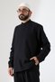 Men's Muslin Hakim Collar Shirt and Pants Two-Piece Set Hajj and Umrah Outfit - Black (Cnr) - 6
