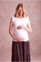 Maternity White 100% Cotton Crew Neck Short Ruffle Sleeve Blouse Sky - 4