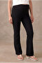 Maternity Black Viscose High Waist Spanish Flare Pants with V Stitching Detail and Panel Top Nancy - 4