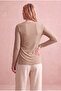 Maternity Mink Viscose Crew Neck Long Sleeve Side Slit Blouse Goldie