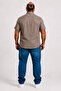 Men's Large Size Short Sleeve Pocketless Linen Shirt 11310 Dark Brown - 3