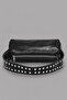 Black Shiny Vintage Textured Studded Hand and Shoulder Bag 295 - 4
