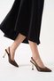 Women's Brown Open-Heeled Shoes with Heel and Accessories - 2