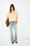 Orelia Women's 100% Organic Cotton Comfortable Fitted Deep V-Neck Yellow T-Shirt - 4