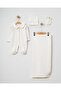 Beige Crochet Blanket with Front Snap Fasteners, 4-Piece Hospital Discharge Set - 2