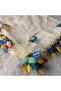 Handmade Rainbow Spring Beaded Crochet Border Writing Edge Cheesecloth Yemeni Dowry Bag Circle