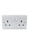 Double Gang Switched Wall Socket, 13A, 2 Gang, White, UK Standard Plug Outlet with ON/OFF Switches (Double Gang) - 2