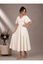 Di̇va Detachable Belt Detail and Flared Collar Long Evening Gown/Dress - 6