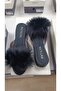 Black Goose Feather Heelless Women's Slippers 615 - 2