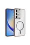 حافظة لهاتف Galaxy A55 مع حامل للكاميرا ودعم MagSafe وظهر شفاف من السيليكون BRSA