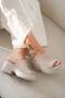 Cibuti Women's Genuine Suede Leather Heeled Sandals Stone