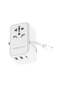 GaN 20W PD Universal Adapter with Retractable Type-C Cable, Simultaneous Charging, Includes Spare Fuse, Built-In Safeguard - White