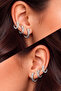 Silver Color Zircon Stone Row Heart Shaped 6-Piece Hoop Earring Set - 2