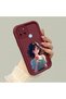 Realme C25Y/C21Y Compatible Case Camera Protector Burgundy Silicone Couple Phone Case Girl Pattern - 2