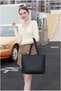 Ladies Tote Bags Simple PU Leather Handbags Work School Shopping Bags for Women with Zip and Inner Pocket - 3