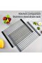 Black Stainless Steel Foldable Dish Drying Rack Space Saving No Install Kitchen Organizer - 5