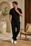 Rooy Wrinkled Crinkle Fabric Summer Lycra Men's Shirt and Pants Set - 2