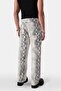 Red Stone Detailed Printed Straight Jeans - 5