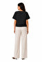 Black Women's Relaxed Fit Round Neck Short Sleeve T-Shirt - 3