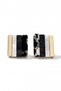Stainless Steel Black and White Marble Pattern Geometric Gold Women's Earrings - 2