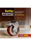 Polyurethane Silent Castor-Set of 4 Heavy Duty 2 Brakes + 2 Swivel Caster Wheels (Red, 4 Inch) - 7