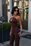 Women's Brown Halter Neck Chain Strap Spanish Leg Premium Jumpsuit Nbdf290 - 3