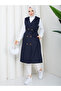 Women's Double-Breasted Buttoned Belted Long Vest Rc3150 - 4