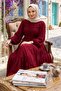 Tie Waist Ruffle Detailed Lined Chiffon Dress Red Hm2942 - 4
