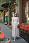 Women's Triangle Belted Wide-Leg Pants and Blouse Set Ecru - 2