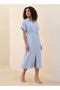 MAXI SHIRT DRESS WITH DETACHABLE BELT - 3