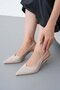 Beige Open-Back Thin-Heeled Stiletto Pointed Toe Women's Heeled Shoes - 3