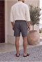 Men's Smoked Muslin Fabric Look Woven Shorts Summer Efil Efil with Back Pockets - 2