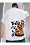 Unisex Oversize Wolf Turkish Flag Printed Crew Neck Short Sleeve Black T-Shirt