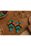 Handmade Bohemian Turquoise Macrame Earrings – Women's Earrings with Ethnic Patterned Bead Detail - 2
