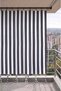 Grey-White Balcony Screen with Ring Tie-Backs, Water-Resistant Outdoor Modern Balcony Tarpaulin