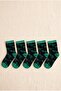 Boy's Black Green 7-8 Years Old Dinosaur Patterned 5-Piece Sock Set