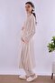 Effortt Powder-Ecru Maternity Pajama Set with Dressing Gown - 3
