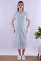 100% Cotton Scalloped Fabric Maternity Nightgown Effortt - Blue - 8