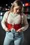 Plus Size Red Women's Belted Leather Corset Model Shaping the Waist - 5
