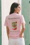 Women's Front and Back Printed Strawberry Matcha T-Shirt - Powder Pink - 3