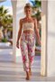 Italian Beige Lycra Floral Printed Elastic and Tie-Waist Narrow Leg Woven Trousers 97 60 - 5