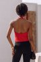 Women's Metallic Detailed Halter Neck Blouse - Red - 3